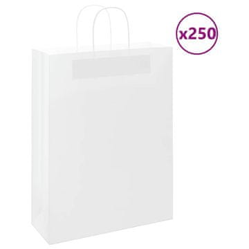 Vidaxl Papirnate vrećice 250 kom s ručkama bijele 32x12x42 cm