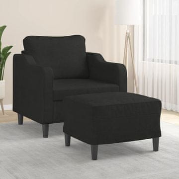 Vidaxl Fotelja s podnožjem, crna, 60 cm, tkanina za presvlačenje