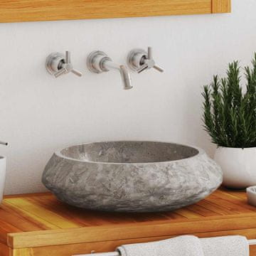Vidaxl Umivaonik, Ø40x12 cm, Mramor, Siva