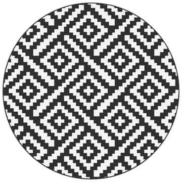 Vidaxl Vanjski tepih ARAKIL bijeli i crni Ø200 cm PP