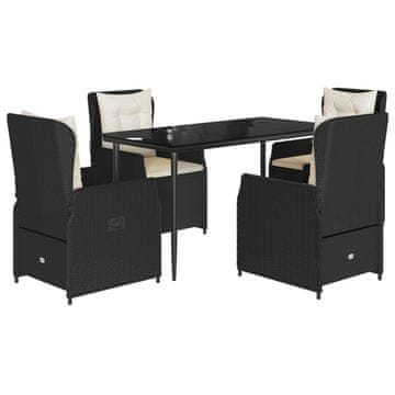 Vidaxl 5-dijelni vrtni blagovaonski set s jastucima od poliratana crni