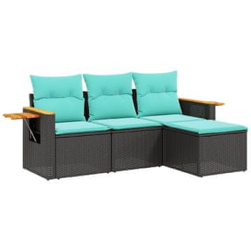 Vidaxl 4-dijelni set vrtnih sofa od poliratana s jastucima crni