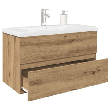 Vidaxl Ormarić za umivaonik s ugrađenim umivaonikom i slavinom Artisan Oak