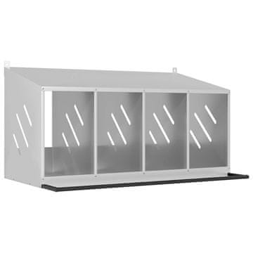 Vidaxl Kutija za gniježđenje za piliće s 4 odjeljka metala