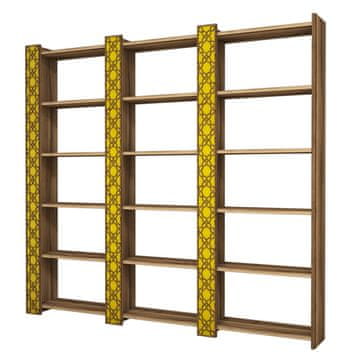 Woody Fashion Polica za knjige, City 3 - Walnut, Yellow