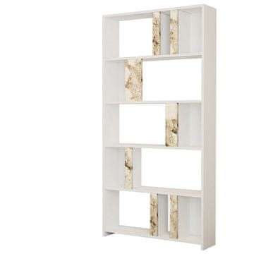 Woody Fashion Polica za knjige, Lima - White Marble