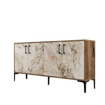 Woody Fashion Komoda, Kiev 160 - Walnut, White Marble
