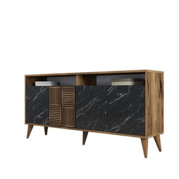 Woody Fashion Konzola, Milan 160 - Walnut, Black Marble