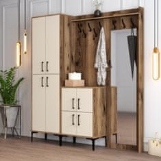 Woody Fashion Ormar za predsoblje, Berlin ABC - Walnut, Cream