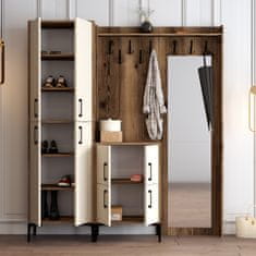 Woody Fashion Ormar za predsoblje, Berlin ABC - Walnut, Cream