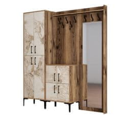 Woody Fashion Ormar za predsoblje, Berlin ABC - Walnut, White Marble