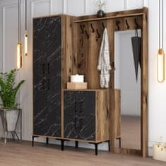 Woody Fashion Ormar za predsoblje, Berlin ABC - Walnut, Black Marble