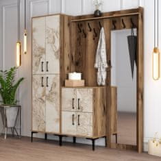 Woody Fashion Ormar za predsoblje, Berlin ABC - Walnut, White Marble