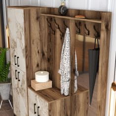 Woody Fashion Ormar za predsoblje, Berlin ABC - Walnut, White Marble