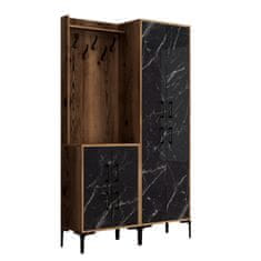 Woody Fashion Ormar za predsoblje, Berlin BA - Walnut, Black Marble