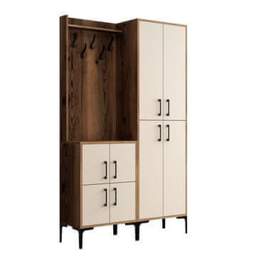 Woody Fashion Ormar za predsoblje, Berlin BA - Walnut, Cream