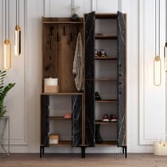 Woody Fashion Ormar za predsoblje, Berlin BA - Walnut, Black Marble