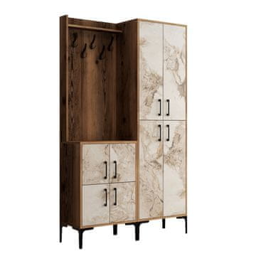 Woody Fashion Ormar za predsoblje, Berlin BA - Walnut, White Marble