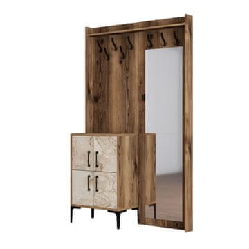 Woody Fashion Ormar za predsoblje, Berlin BC - Walnut, White Marble