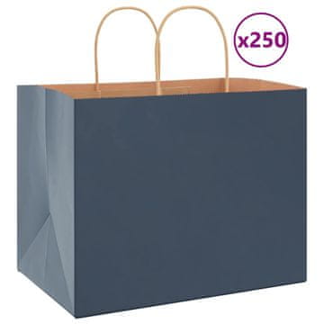 Vidaxl Papirnate vrećice 250 kom s ručkama plave 32x22x24 cm