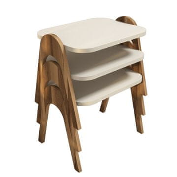 Woody Fashion Stol (3 komada), Paris - Walnut, Cream