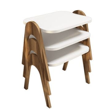 Woody Fashion Stol (3 komada), Paris - Walnut, White