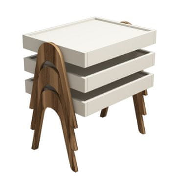 Woody Fashion Stol (3 komada), Roma - Walnut, Cream