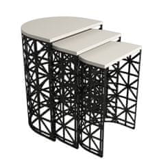 Woody Fashion Stol (3 komada), Stil Metal Ferforje - Cream