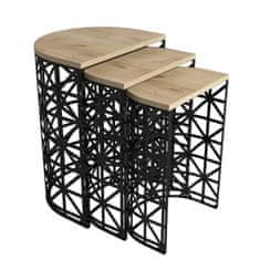 Woody Fashion Stol (3 komada), Stil Metal Ferforje - Oak