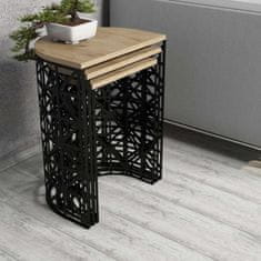Woody Fashion Stol (3 komada), Stil Metal Ferforje - Oak