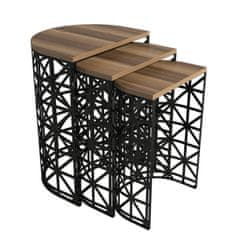 Woody Fashion Stol (3 komada), Stil Metal Ferforje - Walnut