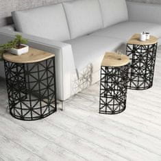 Woody Fashion Stol (3 komada), Stil Metal Ferforje - Oak