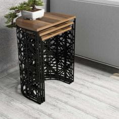 Woody Fashion Stol (3 komada), Stil Metal Ferforje - Walnut