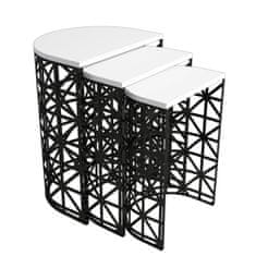 Woody Fashion Stol (3 komada), Stil Metal Ferforje - White