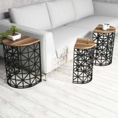 Woody Fashion Stol (3 komada), Stil Metal Ferforje - Walnut