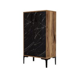 Woody Fashion Ormar za cipele, Prag - Walnut, Black Marble