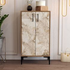 Woody Fashion Ormar za cipele, Prag - Walnut, White Marble