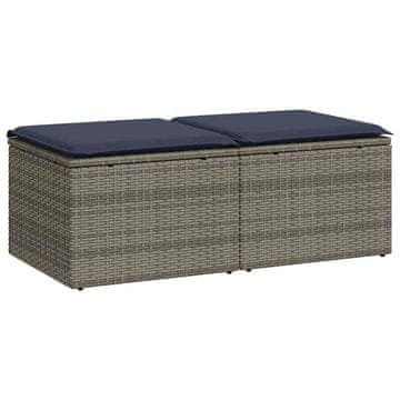 Vidaxl 2-dijelni set vrtnih sofa poliratan i bagrem s jastucima sivi