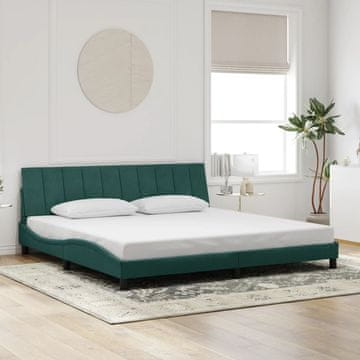 Vidaxl Okvir kreveta s uzglavljem tamnozeleni 200x200 cm baršun