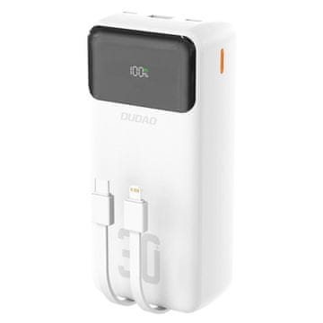 DUDAO K15MAX Power Bank 30000mAh USB / USB-C / Lightning + kabeli 22.5W, bijela