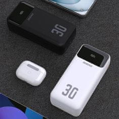 DUDAO K15MAX Power Bank 30000mAh USB / USB-C / Lightning + kabeli 22.5W, crno