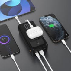 DUDAO K15MAX Power Bank 30000mAh USB / USB-C / Lightning + kabeli 22.5W, crno