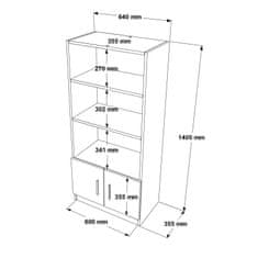 Woody Fashion Polica za knjige, hrast Crno, Vario D - Oak, Black