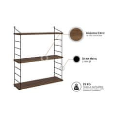 Woody Fashion Zidna polica, Orah, Armoni 3'lü - Walnut