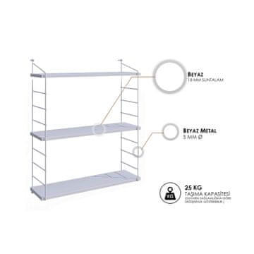 Woody Fashion Zidna polica, Bijela boja, Armoni 3'lü - Shiny White