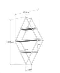 Woody Fashion Zidna polica, Crno Orah, Prizma