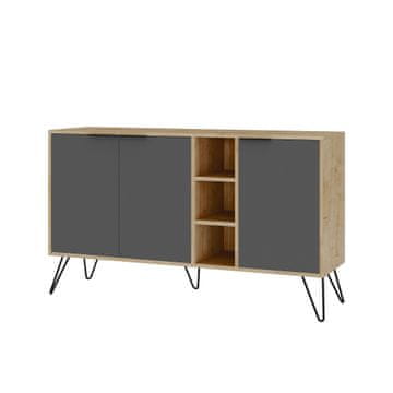 Woody Fashion Konzola, hrast Antracit, Clara Console - Oak, Anthracite