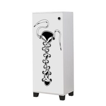 Woody Fashion Ormarić za cipele, Bijela boja Crno, Filinta Bağcık - White