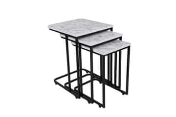 Woody Fashion Stol za gniježđenje (3 komada), Bijela boja Crno, Ce Metal Zigon - 9404