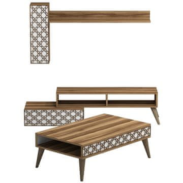 Woody Fashion Set namještaja za dnevnu sobu, Planet - Walnut, White
